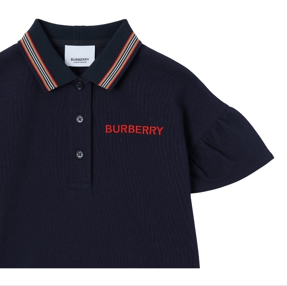 Burberry Girls Martina Flutter Sleeve Cotton Piqué Polo Size 14 - Picture 4 of 4